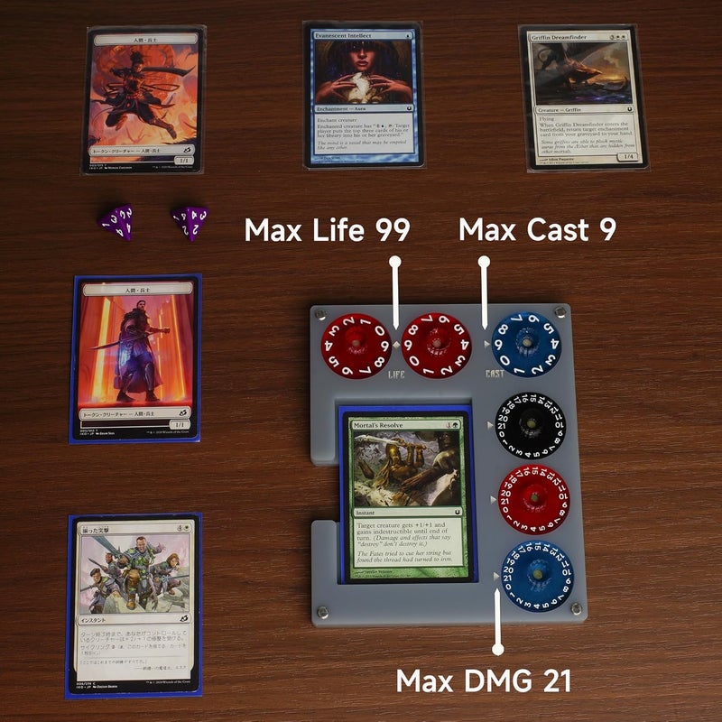 Aizesuro Grey Acrylic Commander EDH Command Zone Tray Panel with Life, Damage, Cast Dial Counter Compatible with Magic The Gathering Deck, MTG Life Counter Accessories - Image 3